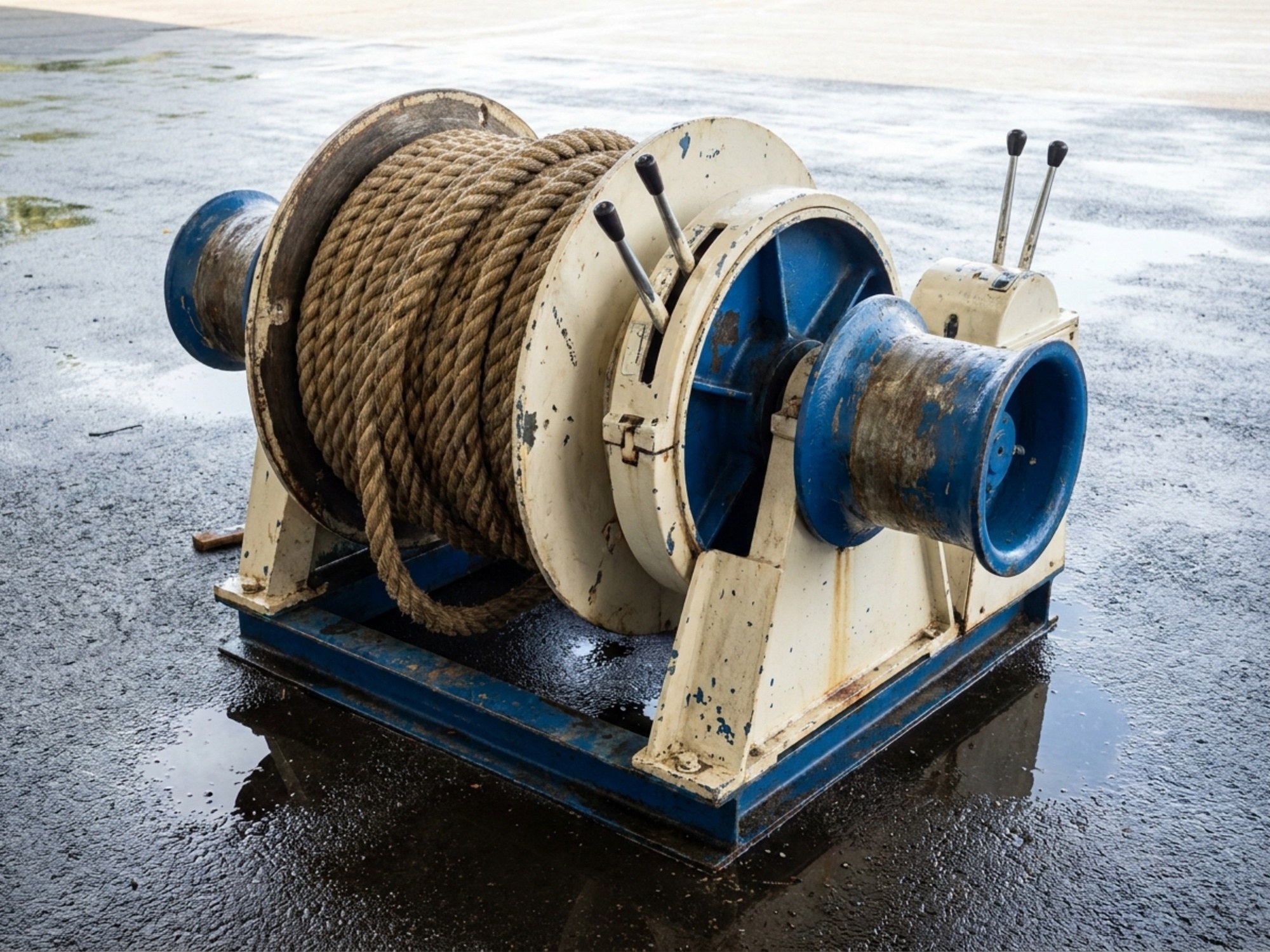 capstan drum with rope wraps